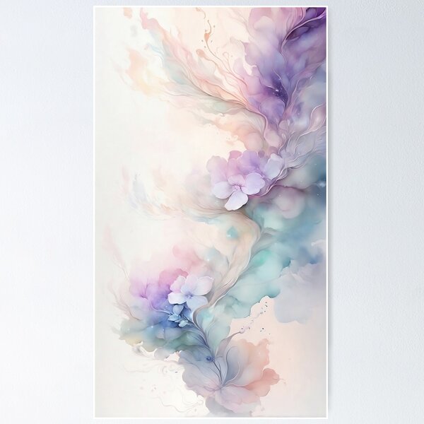 Item preview, "Ethereal Blossoms", Dreamy Watercolor, Modern Art Drawing designed and sold by CanvasArtStudio.
