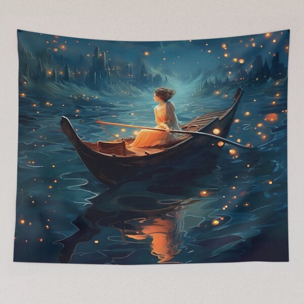 Item preview, Picture "Night Boat Trip" in the style of an oil painting designed and sold by Pflugart.