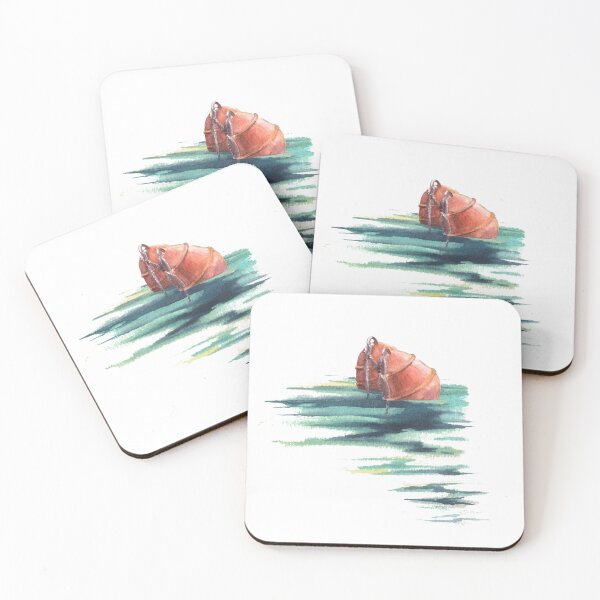 Item preview, Watercolor two red buoys at the sea Hand drawing illustration.  designed and sold by BartolArt.