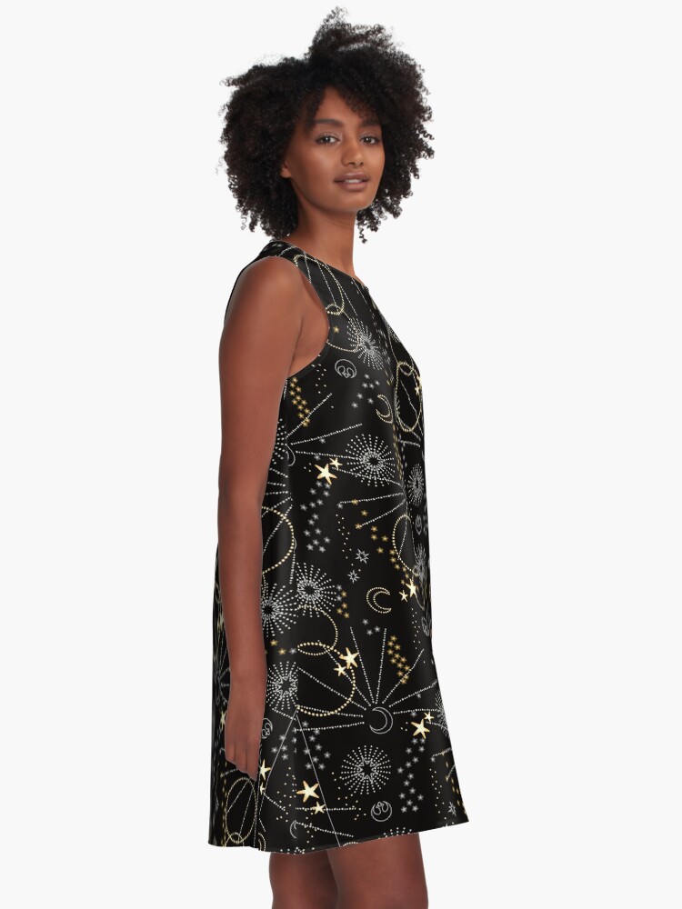 Alternate view of Galactic Pattern A-Line Dress