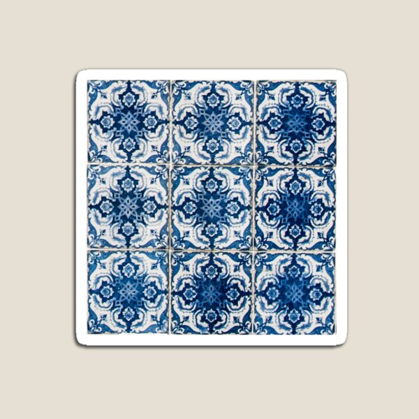 Blue and White Geometrical Azulejo Tiles Magnet