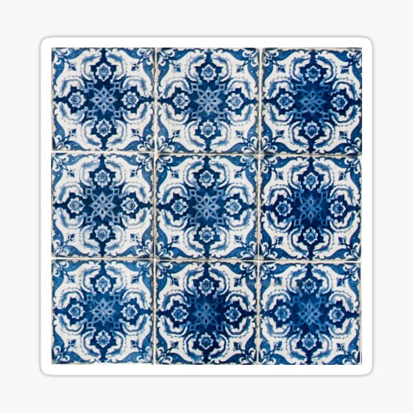 Blue and White Geometrical Azulejo Tiles Sticker