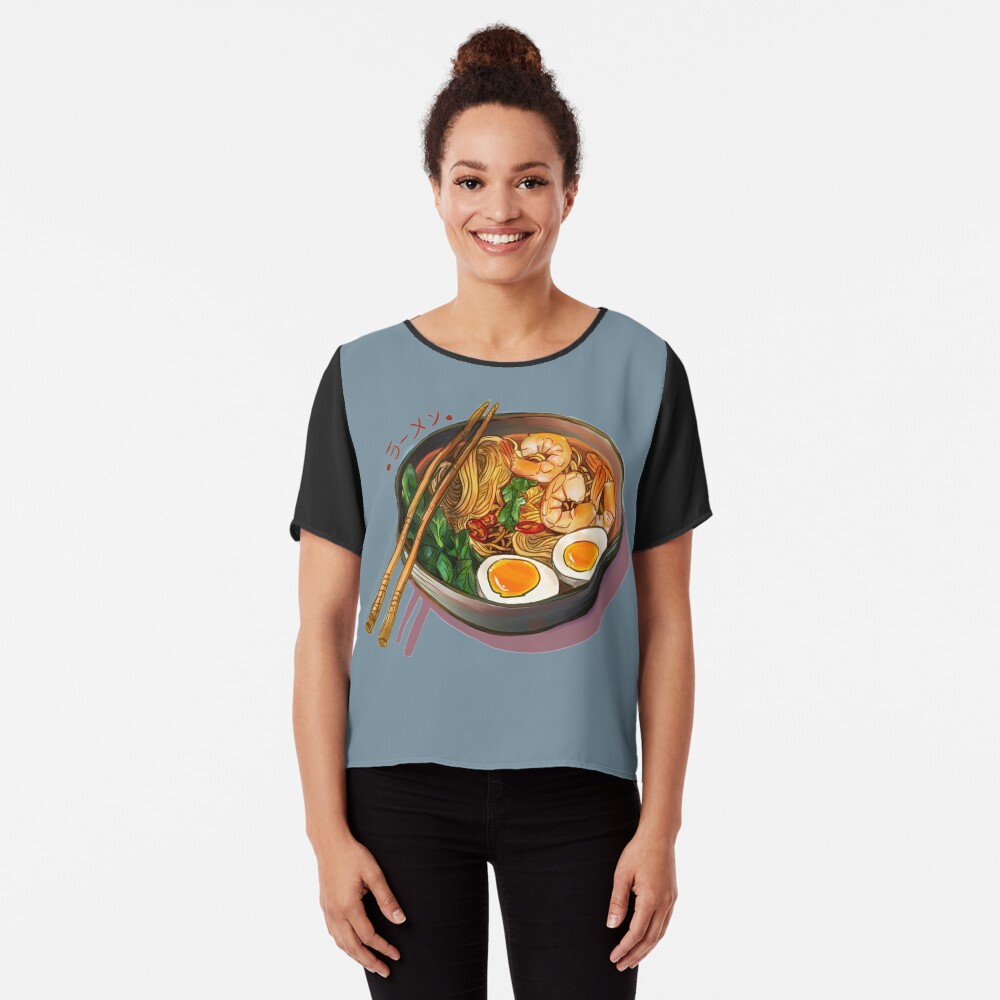 Japanses Ramen Noodles Bowl Chiffon Top