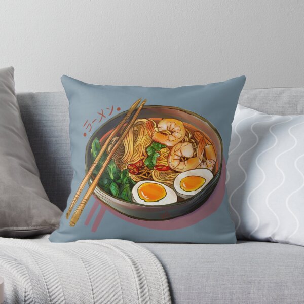 Japanses Ramen Noodles Bowl Throw Pillow