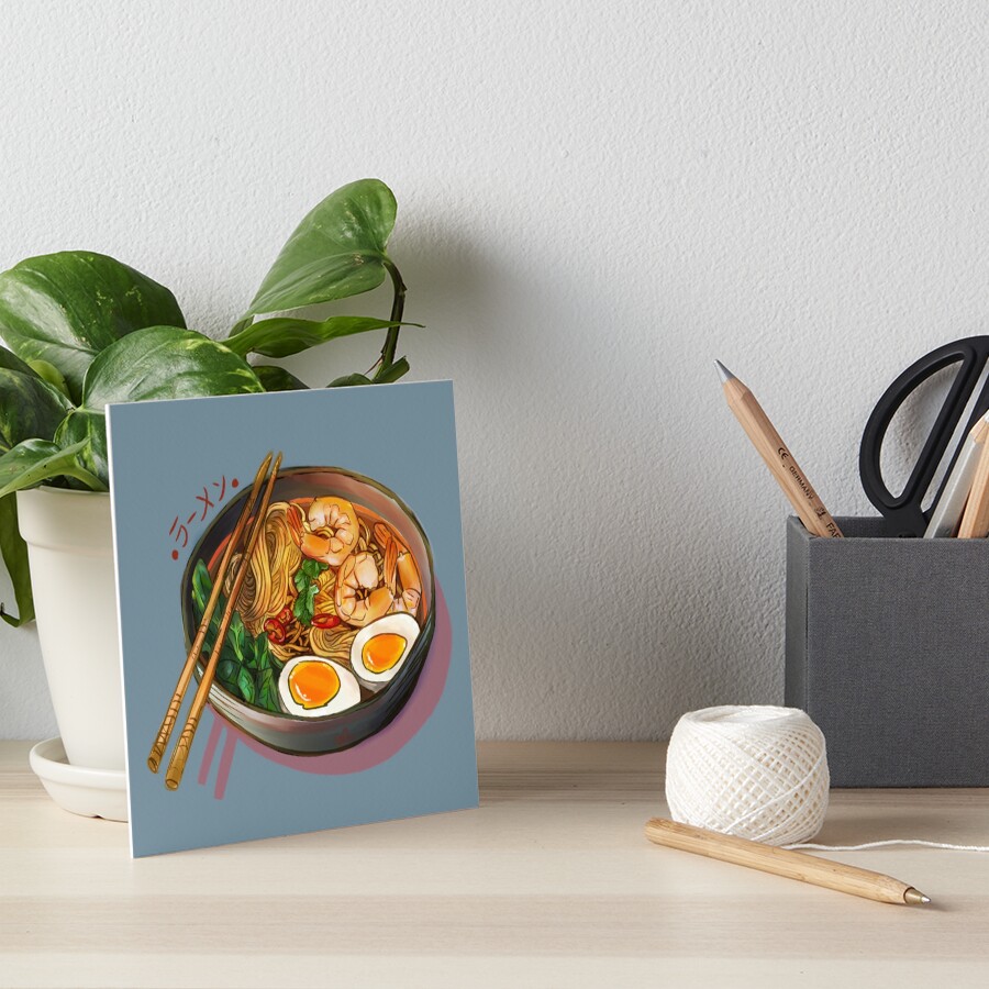 Japanses Ramen Noodles Bowl Art Board Print