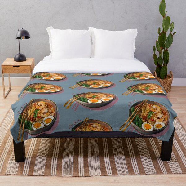 Japanses Ramen Noodles Bowl Throw Blanket