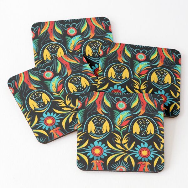 Item preview, Colorful fantasy pattern blue red yellow green turquoise orange black designed and sold by G-M-Designs.