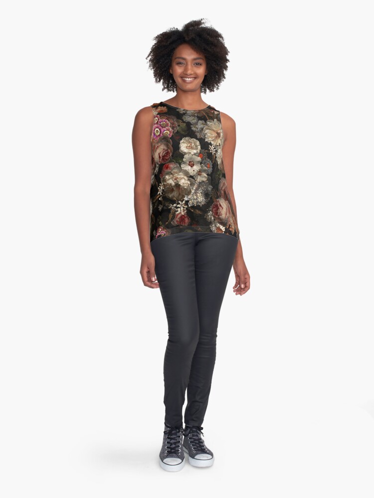 Thumbnail 3 of 6, Sleeveless Top, Flemish Masters - Vintage Midnight Botanical Garden Pattern designed and sold by UtArt.