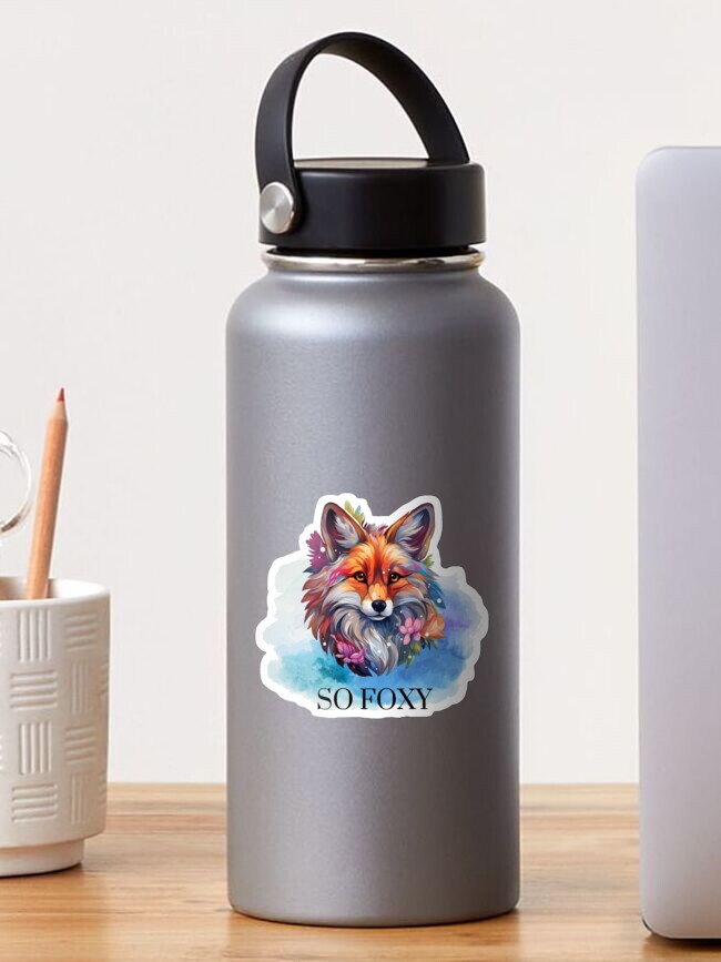 Sticker, Vibrant Watercolour So Foxy Fox designed and sold by Triplicate Limited