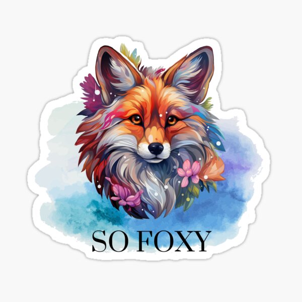 Vibrant Watercolour So Foxy Fox Sticker