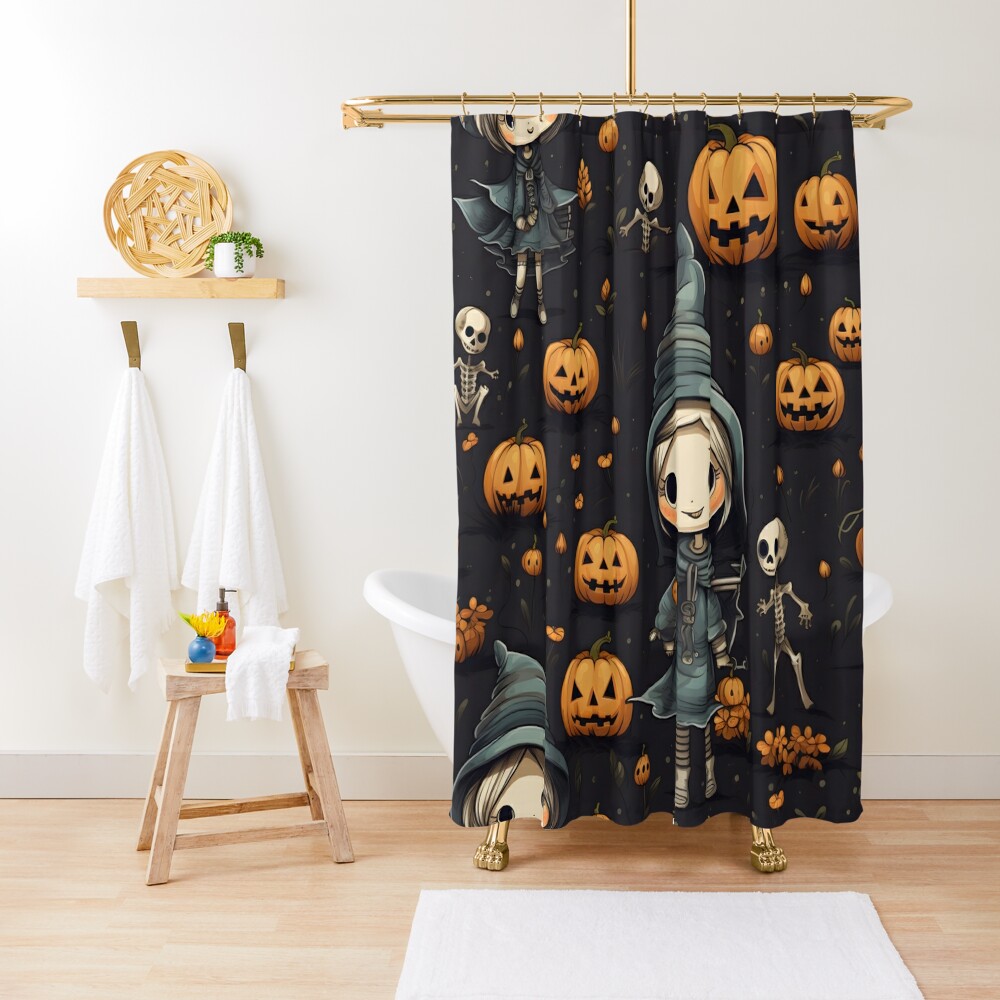 Discover Halloween Background Seamless v Vl Digital Art | Shower Curtain