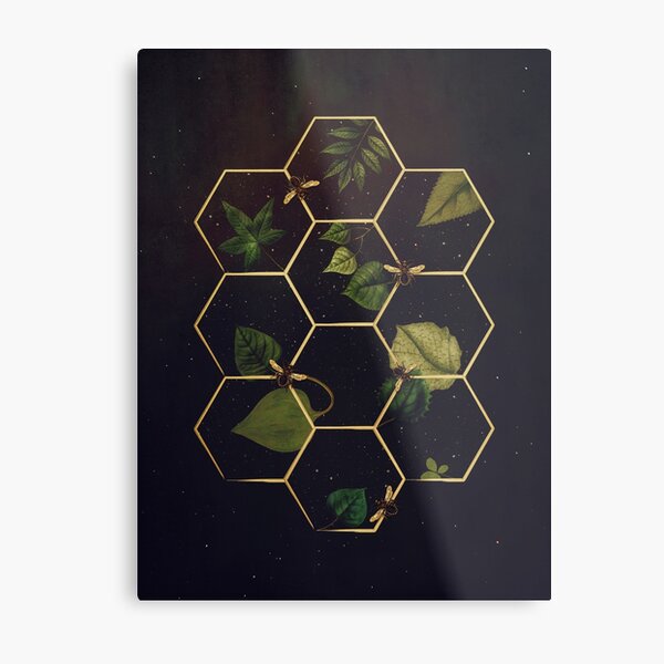 Bees in Space Metal Print