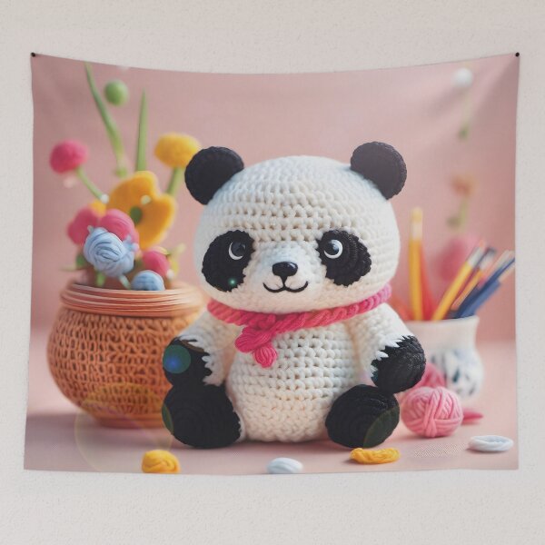 Artikelvorschau, gehäkelter Panda, kawaii entworfen und verkauft von Mauswohn.