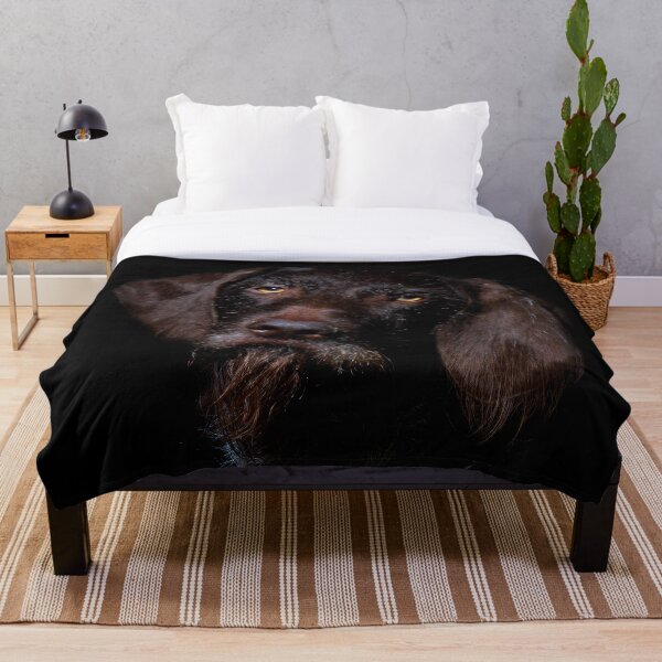 German Wirehaired Pointer Portrait Throw Blanket