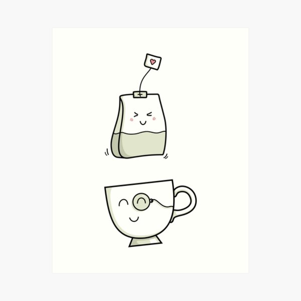 kawaii tea, cute tea, cup of tea, you're tea-riffic, happy tea Art Print by  Sewkidding