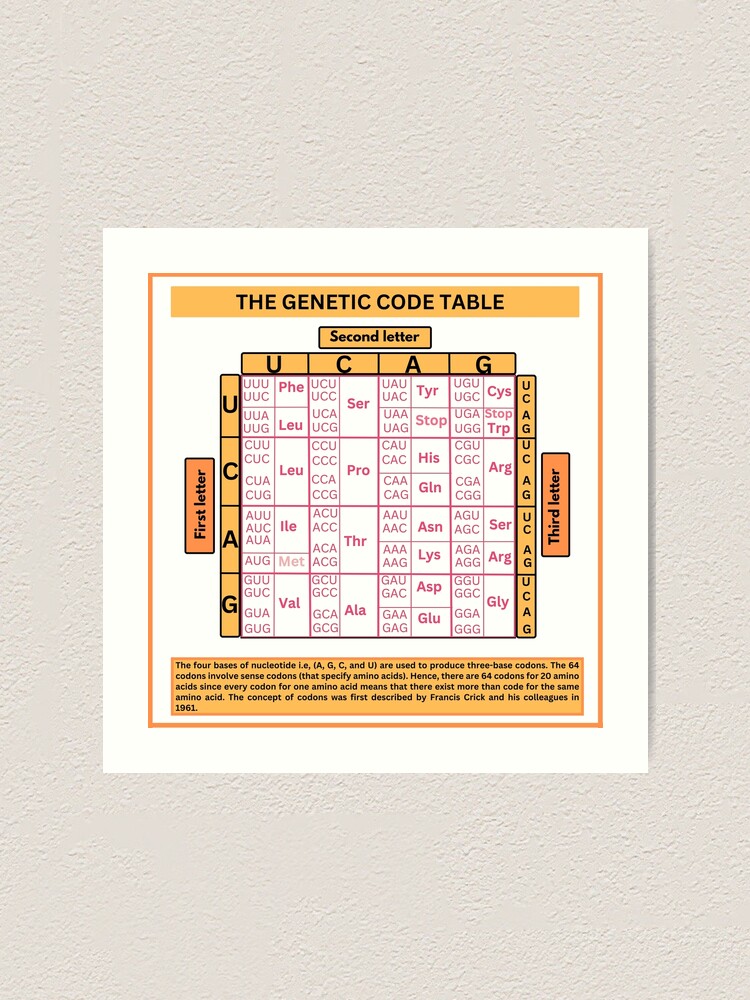 The genetic code table for genetics
