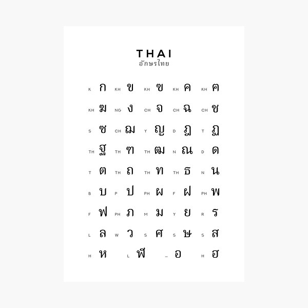 Item preview, Tableau de l'alphabet thaï, apprentissage de la langue thaïlandaise, blanc designed and sold by typelab.