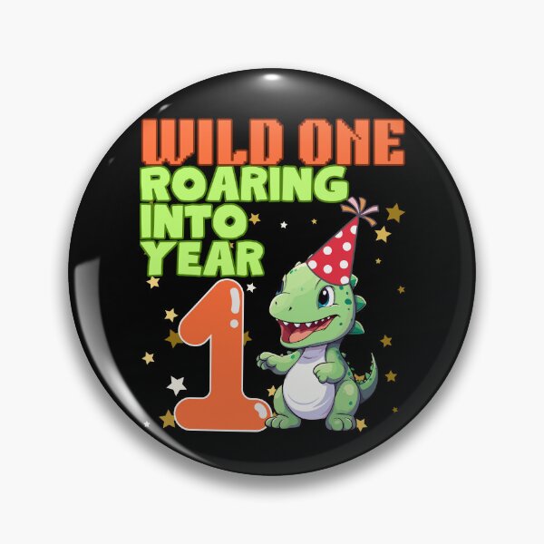 Artikelvorschau, Wild One brüllt in die Dinosaurier-Party zum 1. Geburtstag im ersten Jahr entworfen und verkauft von BunBuntheDog-.