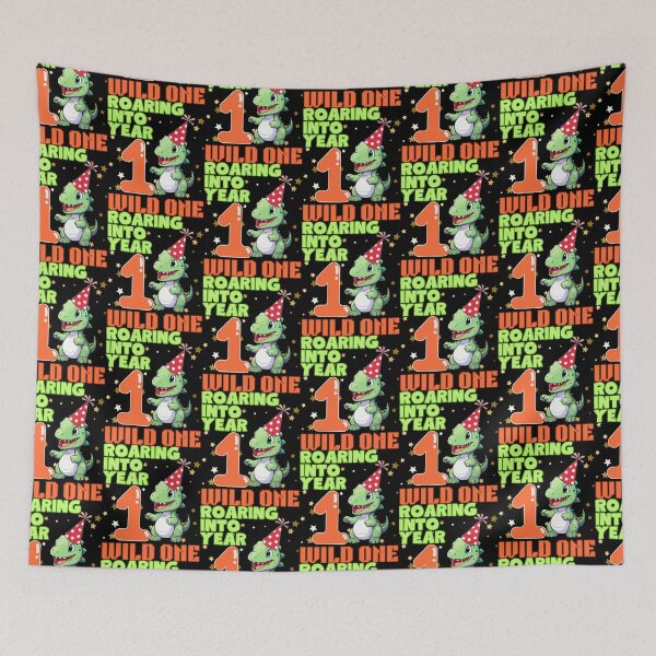 Item preview, Wild One Roaring into Year One 1st Birthday Dinosaur Party designed and sold by BunBuntheDog-.