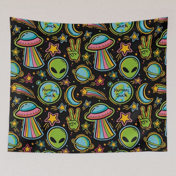 Item preview, Patrón alienígena de neón retro de los años 90 designed and sold by JBeasleyDesigns.