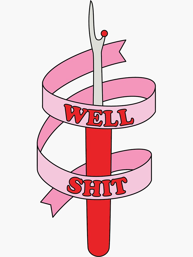 Thumbnail 3 of 3, Sticker, "Well Shit" Seam Ripper and Ribbon designed and sold by Maeve-Design.