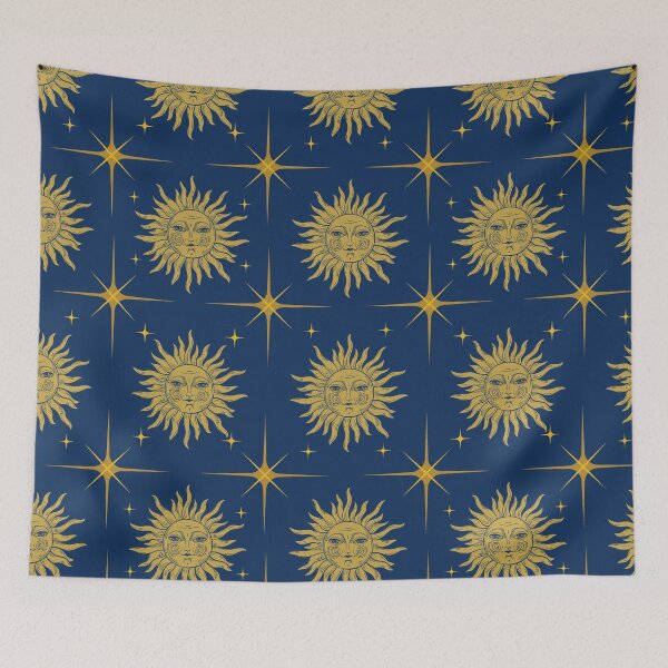 Item preview, Celestial Vintage Sun in Gold and Navy designed and sold by DarlaDesigns.
