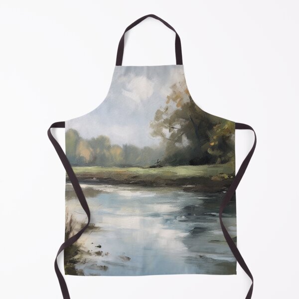 Item preview, Scandinavian Muted Tonal River Painting | Nordic Neutral Landscape Art designed and sold by nordicdesignswe.