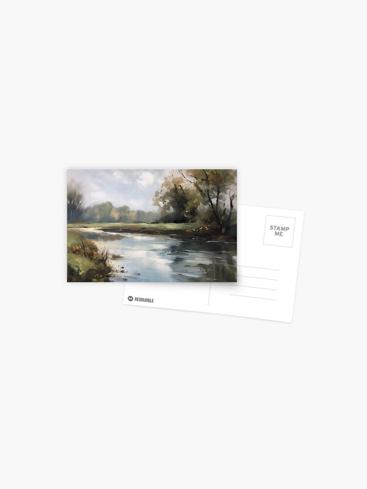 Watercolor Postcards Set of 4 Cards Serene Lake River 