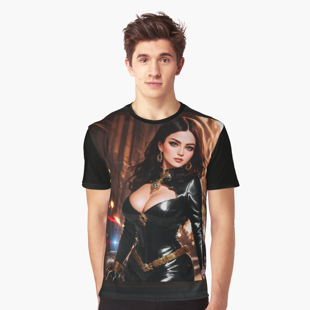 Brittanne Tylus The Speedster AI Concept Art by Xzendor7 - The Beautiful And Enigmatic Anime Girlboss Biker Babe 3 Brittanne Tylus The Speedster Beautiful AI Concept Art Portrait by Xzendor7 Graphic T-Shirt