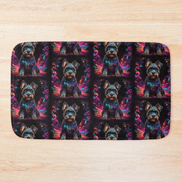 Item preview, Schnauzer with neon flowers designed and sold by unlmtdart.