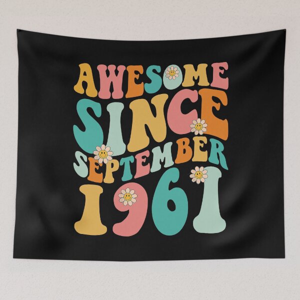 Item preview, Awesome Since September 1961 | Made In 1961 | Retro Groovy Birthday designed and sold by Christina-grich.