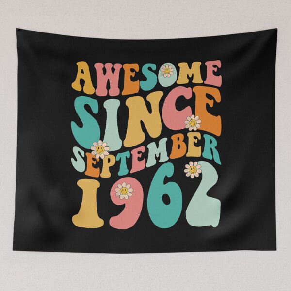Item preview, Awesome Since September 1962 | Made In 1962 | Retro Groovy Birthday designed and sold by Christina-grich.