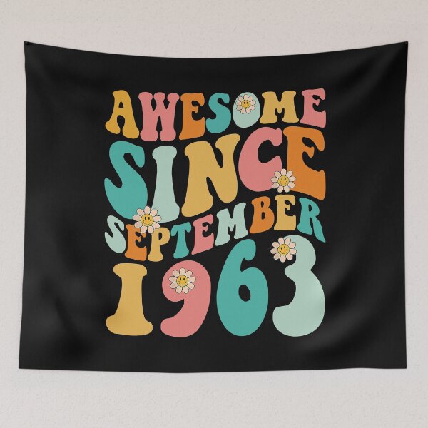 Item preview, Awesome Since September 1963 | Made In 1963 | Retro Groovy Birthday designed and sold by Christina-grich.