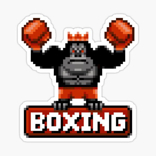 boxer chimp in the ring wearing boxing gloves. tattooed monkey. Gorilla  Sticker for Sale by Toto-Hello