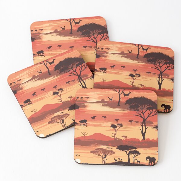 Item preview, Serenity in the Savannah: sunset patterns in groups of African animals designed and sold by aiartbay.