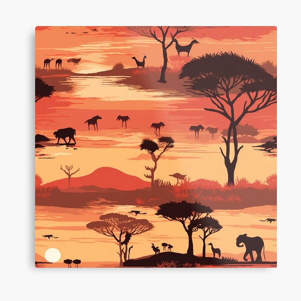 Item preview, Serenity in the Savannah: sunset patterns in groups of African animals designed and sold by aiartbay.