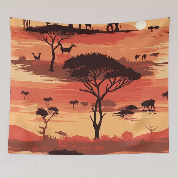 Item preview, Serenity in the Savannah: sunset patterns in groups of African animals designed and sold by aiartbay.