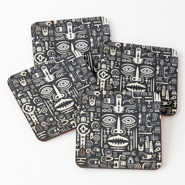 Item preview, Halloween Minimalist Symbolic Sgraffito Line Art Pattern designed and sold by BabydellArt.