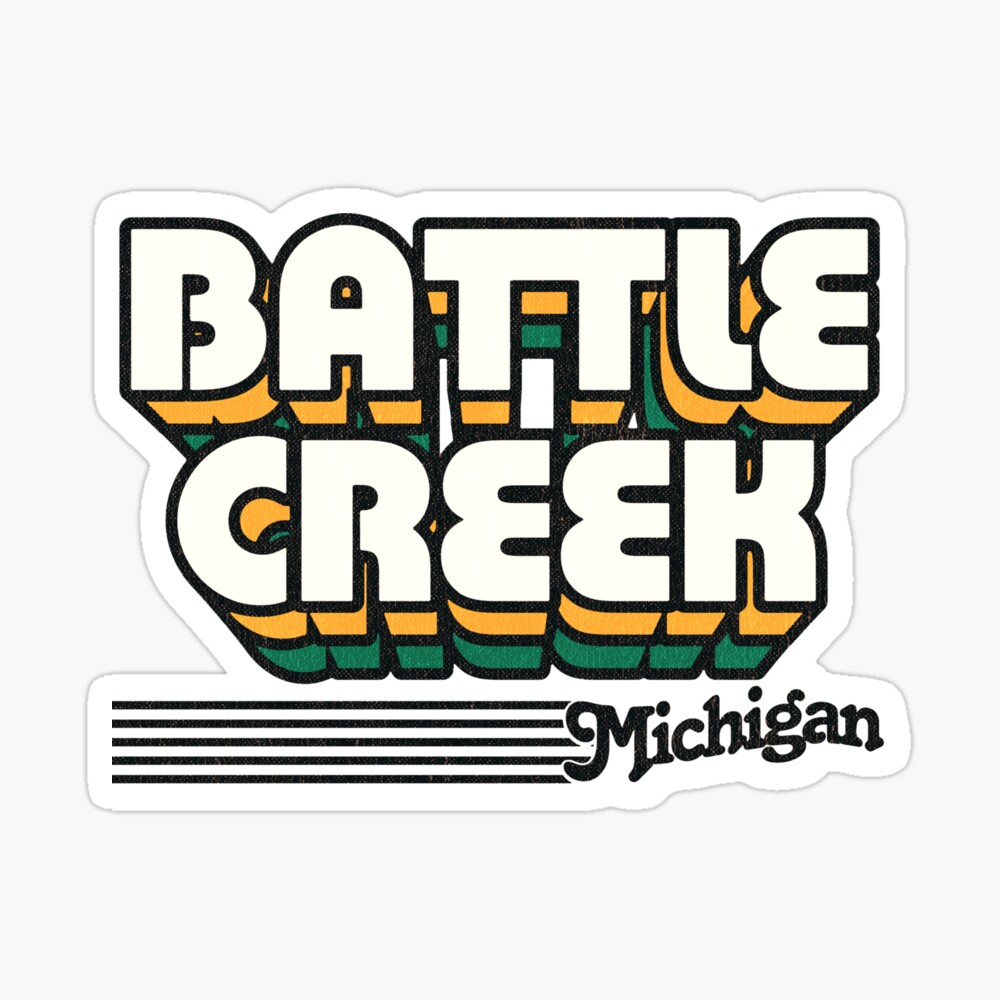 Battle Creek, Michigan | Retro Stripes Sticker