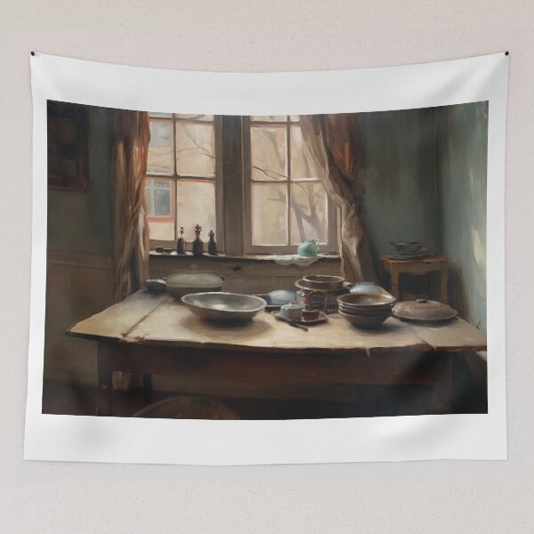 Item preview, Scandinavian Cottage Vintage Nordic Rustic Kitchen Painting - Country Wall Decor Art Gallery Fine Art Prints designed and sold by nordicdesignswe.