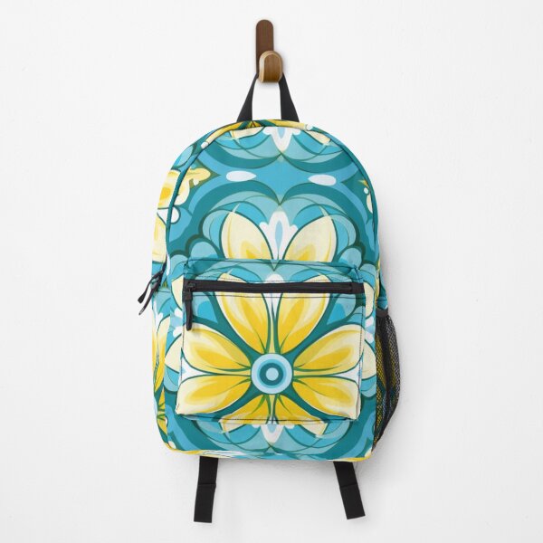 Item preview, Colorful fantasy pattern yellow blue turquoise white flowers designed and sold by G-M-Designs.