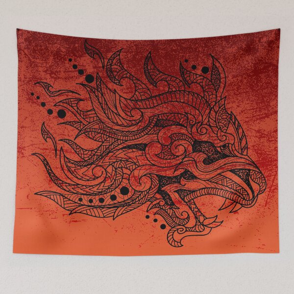 Item preview, Hand drawn Tribal Dragonhead designed and sold by NomadicMarket.