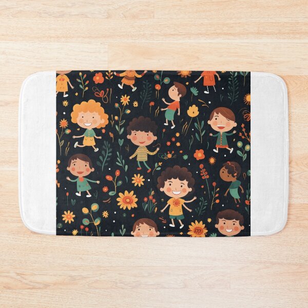 Item preview, Smiling happy kids with flowers pattern designed and sold by SmileshareShop.