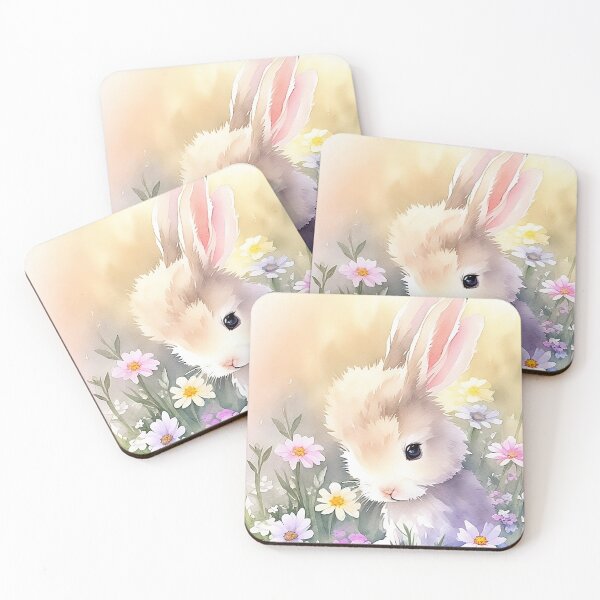 Item preview, Cute Little Bunny in the Garden Flower Watercolor Series 7 designed and sold by FlowerAlice.