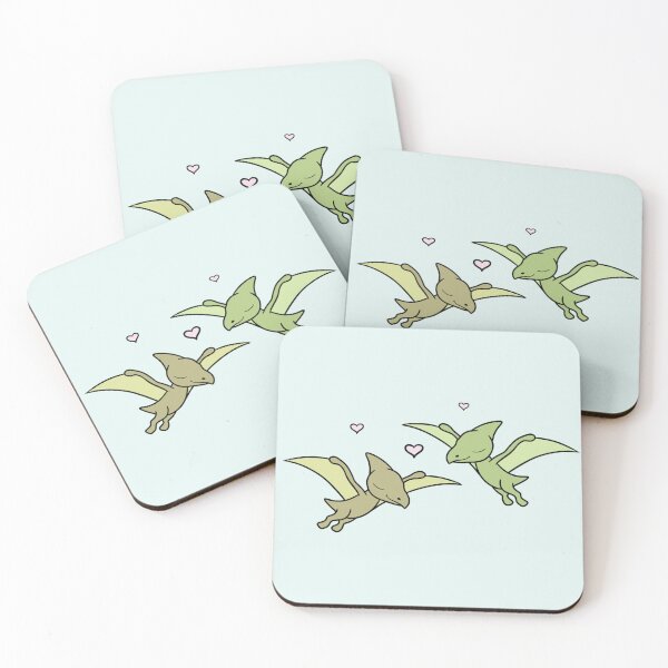 Item preview, LOVEY DINOS: flying Pteranodon couple (with hearts) designed and sold by EmiliaMoscovich.