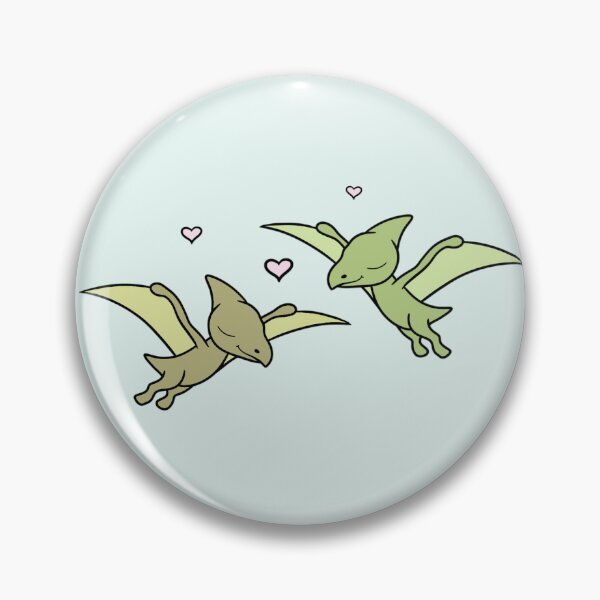 Item preview, LOVEY DINOS: flying Pteranodon couple (with hearts) designed and sold by EmiliaMoscovich.