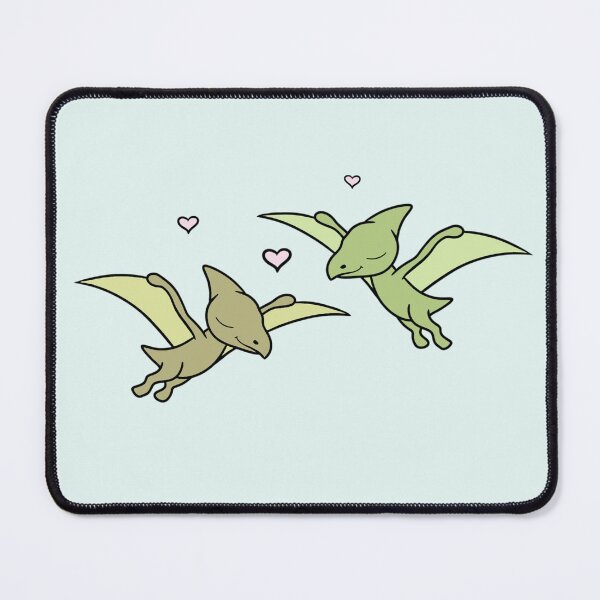 Item preview, LOVEY DINOS: flying Pteranodon couple (with hearts) designed and sold by EmiliaMoscovich.