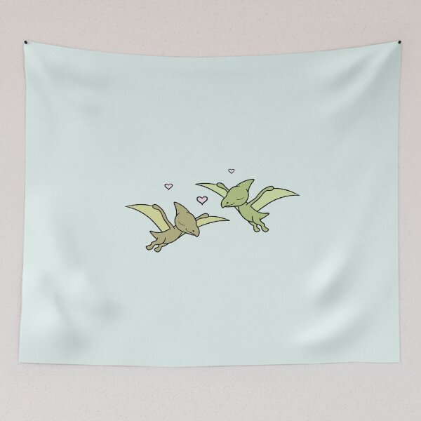 Item preview, LOVEY DINOS: flying Pteranodon couple (with hearts) designed and sold by EmiliaMoscovich.
