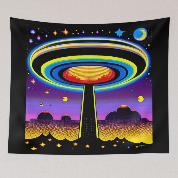 Item preview, Area 51 – Trippy Neon Retro UFO 89 | Grusch designed and sold by Benito Del Ray.