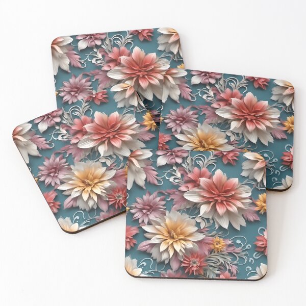 Item preview, Colorful retro flowers pattern designed and sold by DarkFablecation.